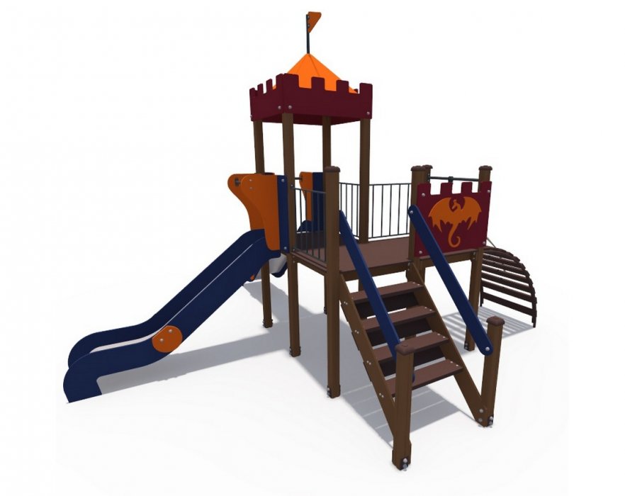 Детский игровой комплекс Империя Башня с двумя горками ДИО 02021